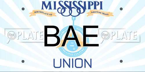 BAE Mississippi License Plate