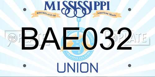 BAE032 Mississippi License Plate
