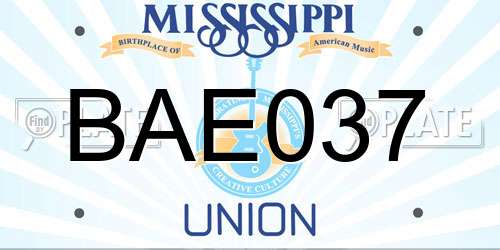 BAE037 Mississippi License Plate