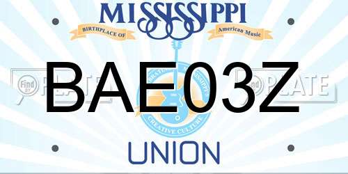 BAE03Z Mississippi License Plate