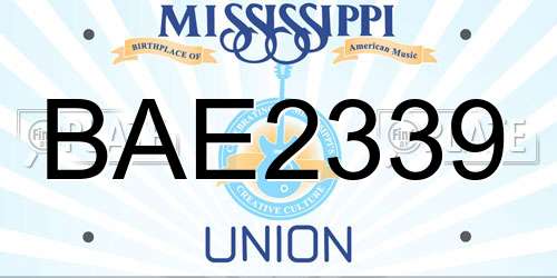 BAE2339 Mississippi License Plate
