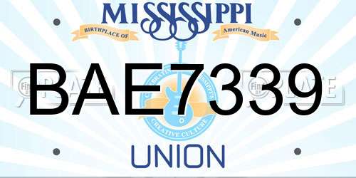BAE7339 Mississippi License Plate