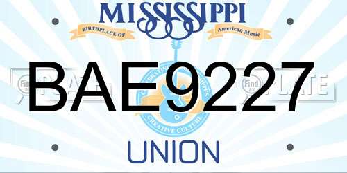 BAE9227 Mississippi License Plate