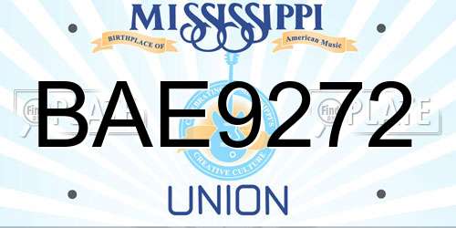 BAE9272 Mississippi License Plate