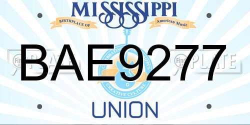 BAE9277 Mississippi License Plate