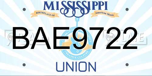 BAE9722 Mississippi License Plate