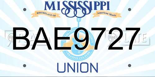 BAE9727 Mississippi License Plate