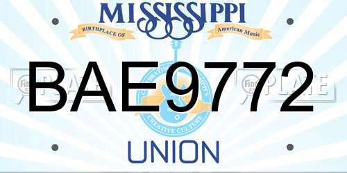 BAE9772 Mississippi License Plate