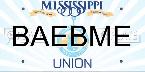 BAEBME Mississippi License Plate