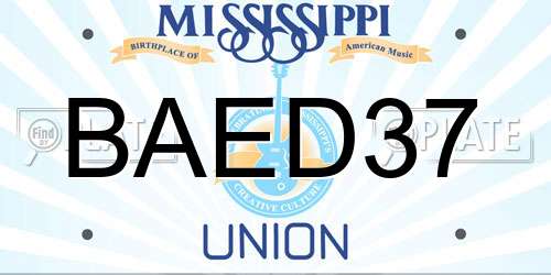 BAED37 Mississippi License Plate