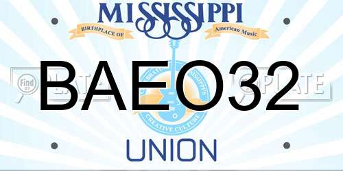 BAEO32 Mississippi License Plate