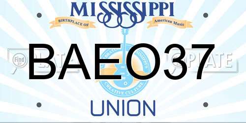 BAEO37 Mississippi License Plate