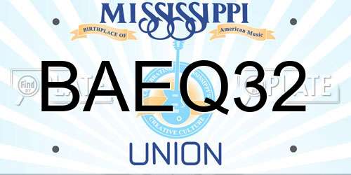 BAEQ32 Mississippi License Plate