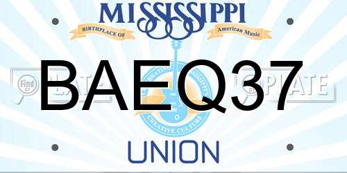 BAEQ37 Mississippi License Plate