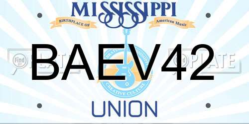 BAEV42 Mississippi License Plate