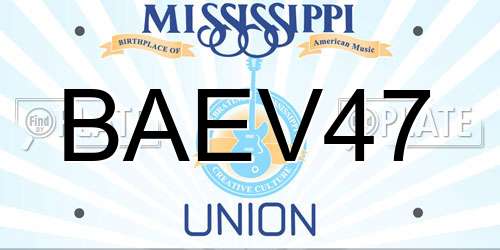BAEV47 Mississippi License Plate