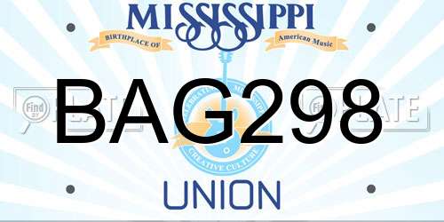 BAG298 Mississippi License Plate