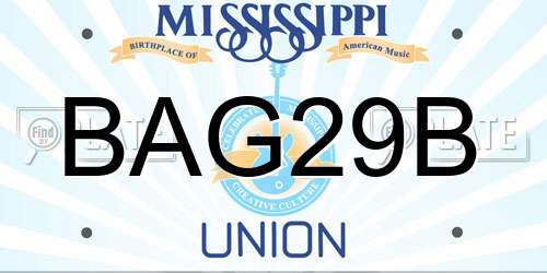 BAG29B Mississippi License Plate