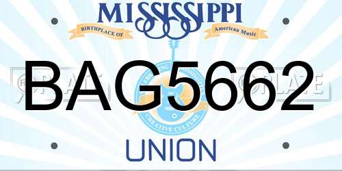 BAG5662 Mississippi License Plate