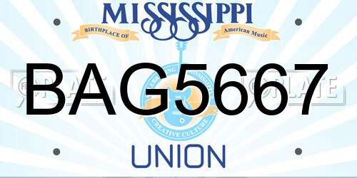 BAG5667 Mississippi License Plate