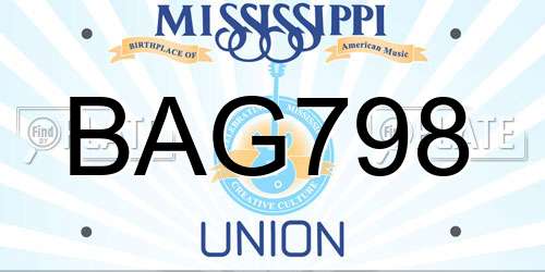 BAG798 Mississippi License Plate