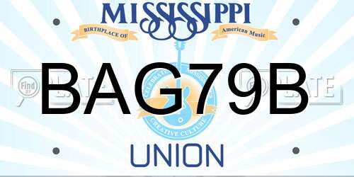 BAG79B Mississippi License Plate