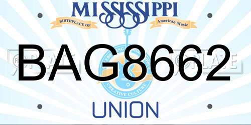 BAG8662 Mississippi License Plate