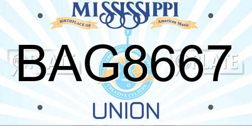 BAG8667 Mississippi License Plate