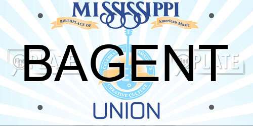 BAGENT Mississippi License Plate