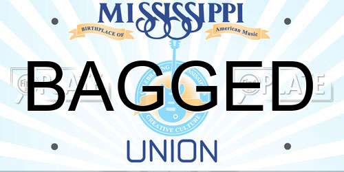 BAGGED Mississippi License Plate
