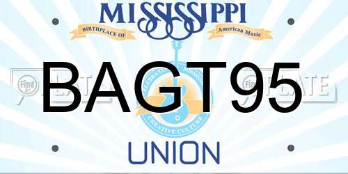 BAGT95 Mississippi License Plate
