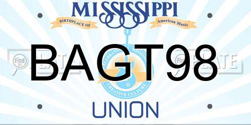 BAGT98 Mississippi License Plate