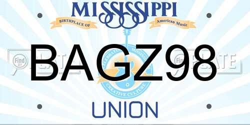 BAGZ98 Mississippi License Plate