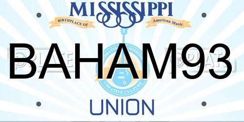 BAHAM93 Mississippi License Plate