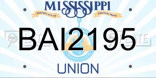 BAI2195 Mississippi License Plate