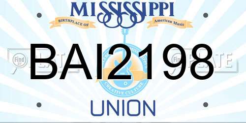 BAI2198 Mississippi License Plate