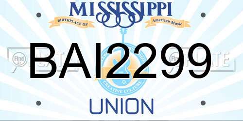 BAI2299 Mississippi License Plate