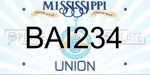 BAI234 Mississippi License Plate
