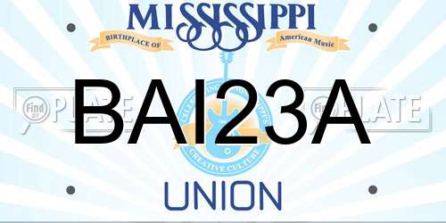 BAI23A Mississippi License Plate