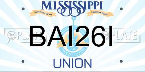BAI26I Mississippi License Plate