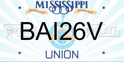 BAI26V Mississippi License Plate