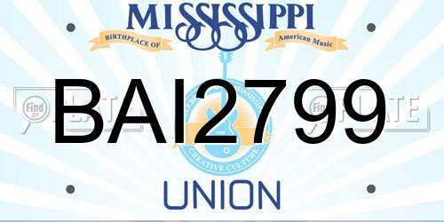 BAI2799 Mississippi License Plate