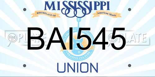 BAI545 Mississippi License Plate