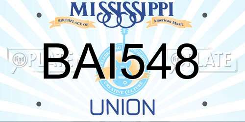 BAI548 Mississippi License Plate
