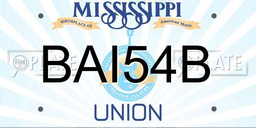 BAI54B Mississippi License Plate