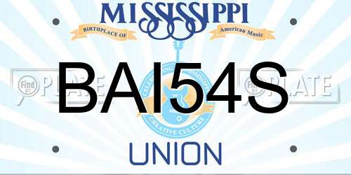 BAI54S Mississippi License Plate