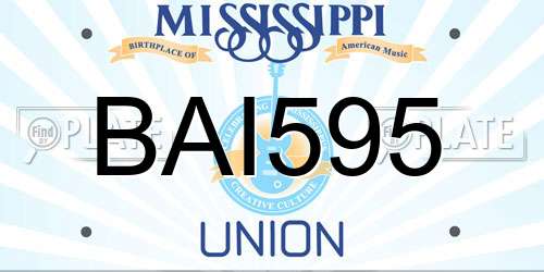 BAI595 Mississippi License Plate