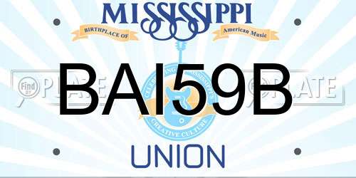 BAI59B Mississippi License Plate