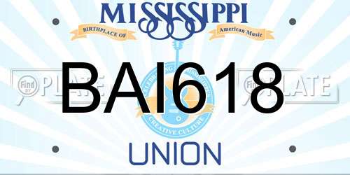 BAI618 Mississippi License Plate