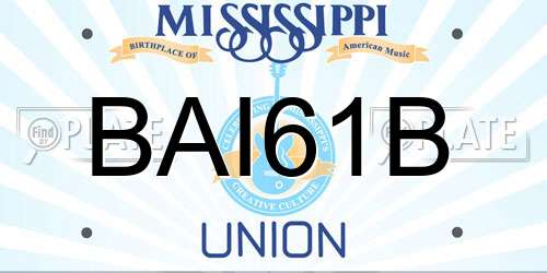 BAI61B Mississippi License Plate